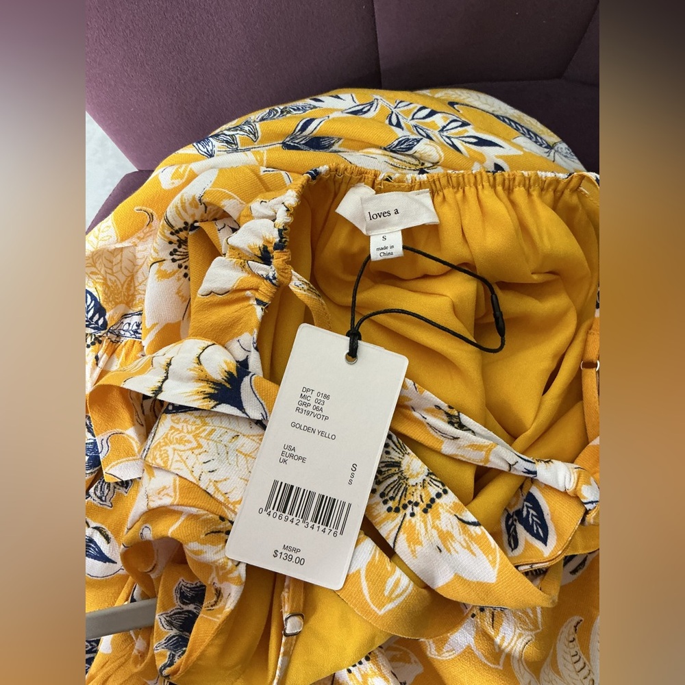 NEW A LOVES A Yellow Floral Maxi Sundress Boho Flowy Tie Back Festival Romantic - Picture 7 of 7